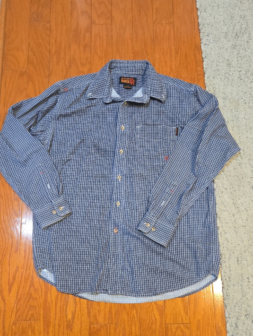 Ariat Mens Flame Resistant Button-Down Work Shirt Size Large Like New